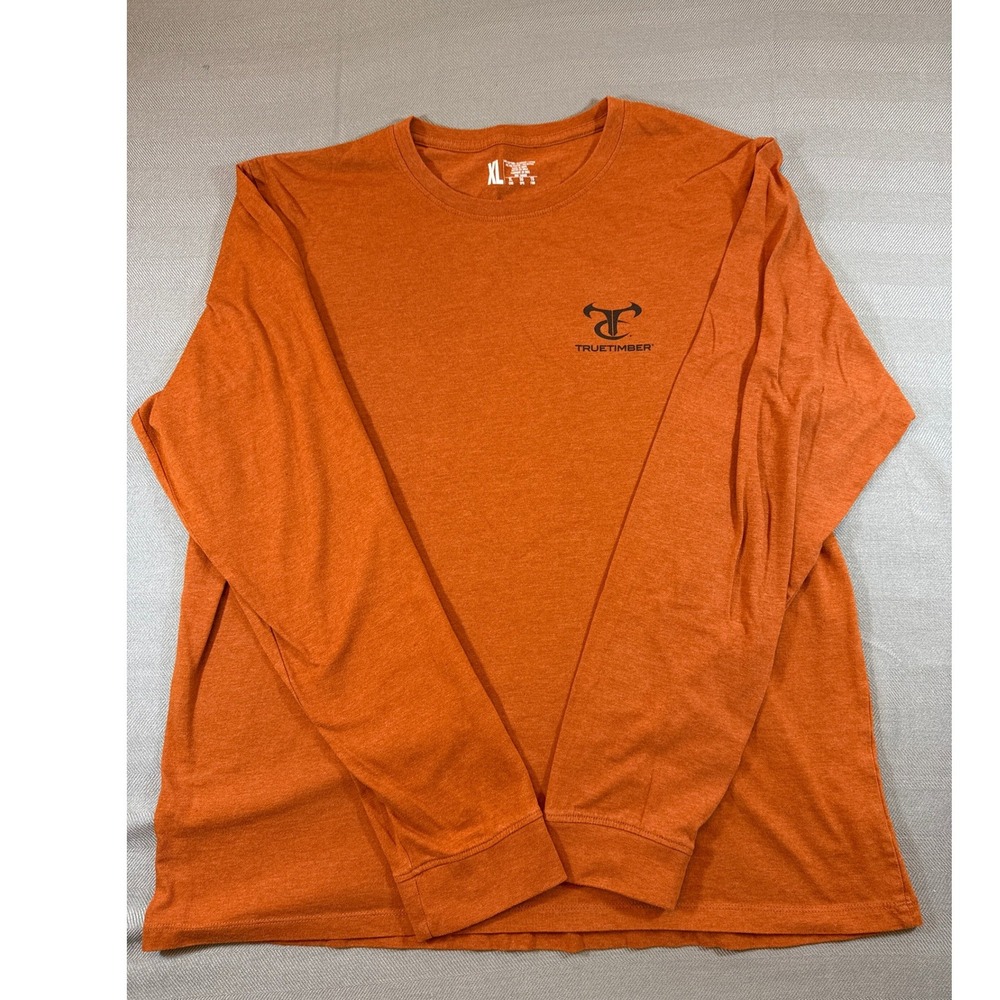 TrueTimber Mens XL Long Sleeve T-Shirt Orange Graphic Hunter Hunting Tee